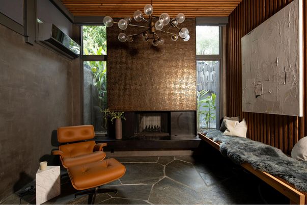 Fireplace, Interior, Pendant Lights, Wooden Ceilings