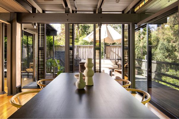 Dining room, Interior, Sun Room, Wood Texture Flooring