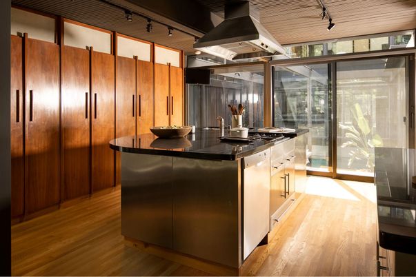 Interior, Kitchen, Stainless Steel Appliances, Wood Texture Flooring