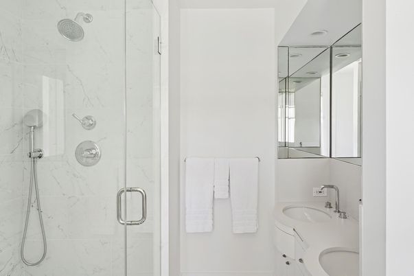 Bathroom, Glass Shower, Interior, Marble Walls