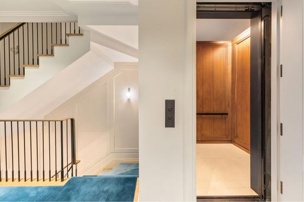 Elevator, Interior, Wooden Walls