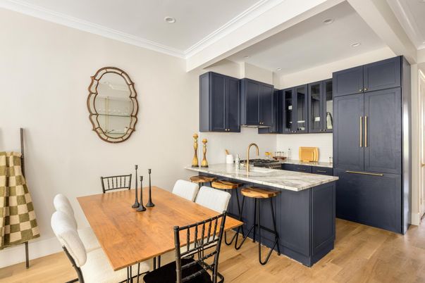 Dining room, Interior, Kitchen, Recessed Lighting, Wood Texture Flooring