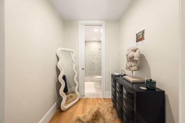 Bathroom, Interior, Recessed Lighting, Wood Texture Flooring