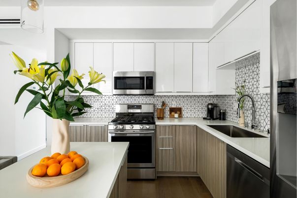 Interior, Kitchen, Stainless Steel Appliances, Wood Texture Flooring