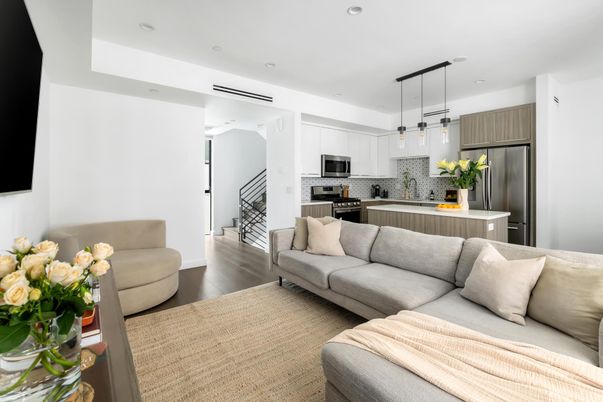 Interior, Kitchen, Living room, Pendant Lights, Recessed Lighting, Stainless Steel Appliances, Wood Texture Flooring
