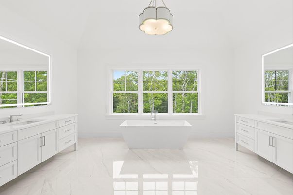 Bathroom, Dual Sink Vanities, Free Standing Baths, Interior, Marble