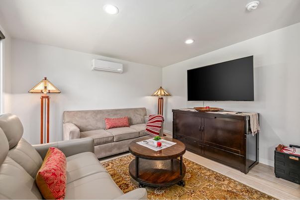 Interior, Living room, Recessed Lighting, Wood Texture Flooring
