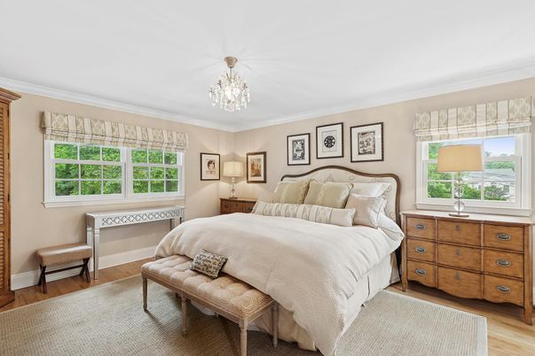Bedroom, Chandelier, Interior, Wood Texture Flooring