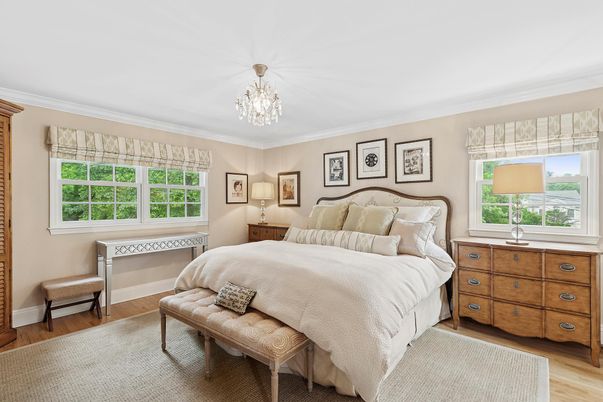Bedroom, Chandelier, Interior, Wood Texture Flooring
