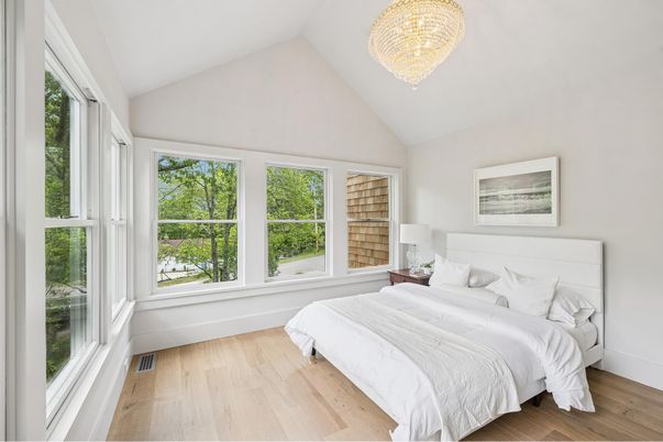 Bedroom, Chandelier, Interior, Wood Texture Flooring