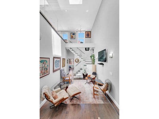 Interior, Living room, Pendant Lights, Recessed Lighting, Wood Texture Flooring