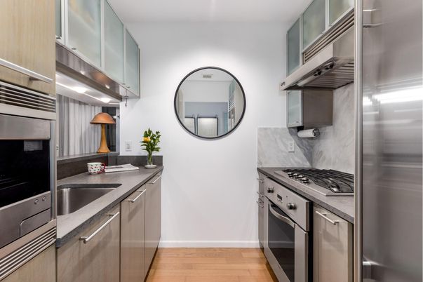 Interior, Kitchen, Stainless Steel Appliances, Wood Texture Flooring