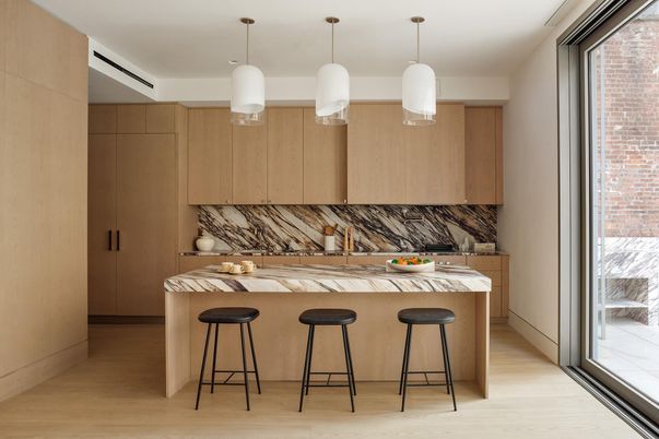 Interior, Kitchen, Pendant Lights, Wood Texture Flooring