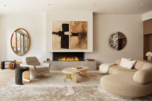 Fireplace, Interior, Living room, Recessed Lighting