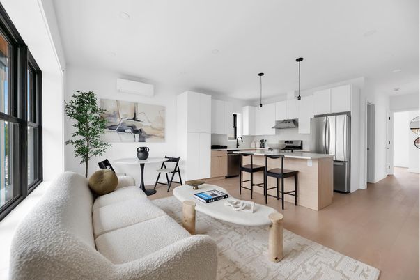 Dining room, Interior, Kitchen, Living room, Pendant Lights, Recessed Lighting, Stainless Steel Appliances, Wood Texture Flooring