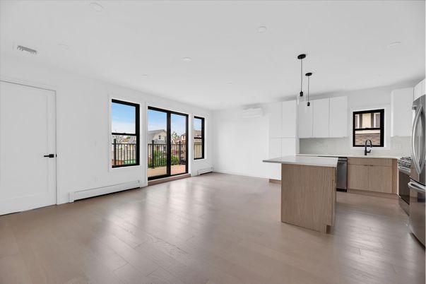 Interior, Kitchen, Pendant Lights, Recessed Lighting, Wood Texture Flooring
