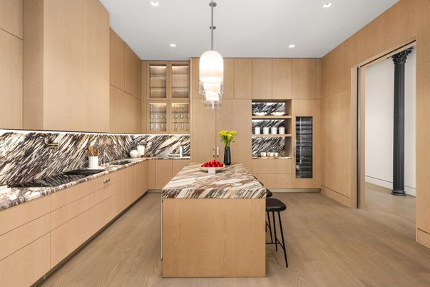 Interior, Kitchen, Pendant Lights, Recessed Lighting, Wood Texture Flooring