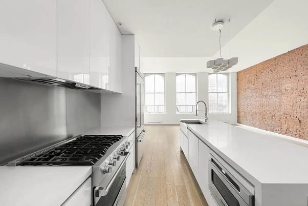 Interior, Kitchen, Pendant Lights, Stainless Steel Appliances, Wood Texture Flooring