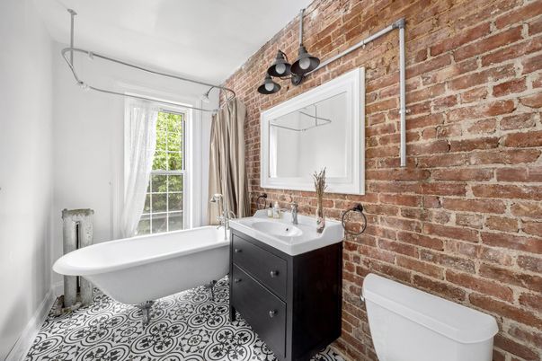 Bathroom, Free Standing Baths, Interior, Stone Walls