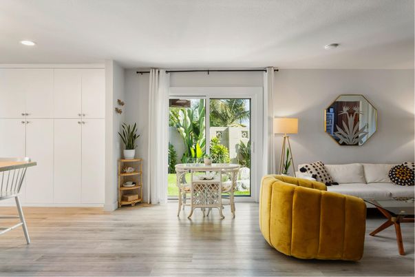 Interior, Living room, Recessed Lighting, Wood Texture Flooring