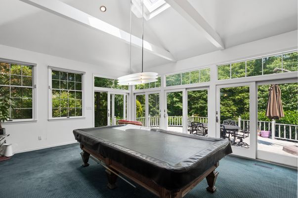 Billiard Table, Game Room, Interior, Pendant Lights, Recessed Lighting, Sun Room