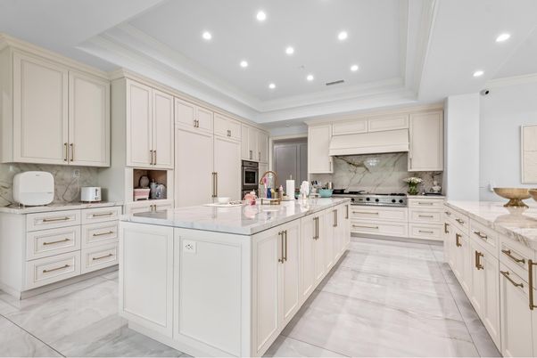 Interior, Kitchen, Marble, Marble Walls, Recessed Lighting, Stainless Steel Appliances