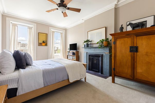 Bedroom, Fireplace, Interior