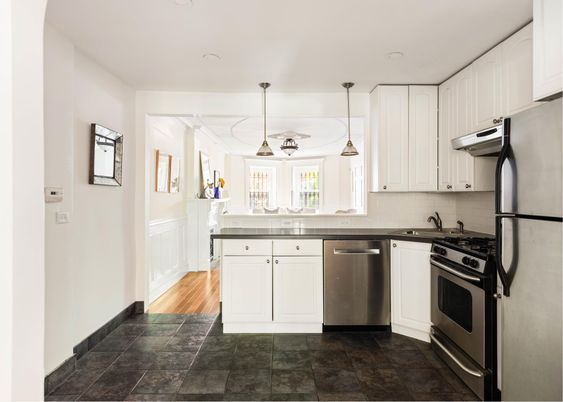 Interior, Kitchen, Pendant Lights, Stainless Steel Appliances, Wood Texture Flooring