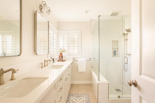 Bathroom, Dual Sink Vanities, Glass Shower, Interior