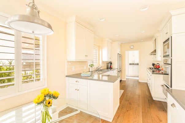 Interior, Kitchen, Recessed Lighting, Wood Texture Flooring