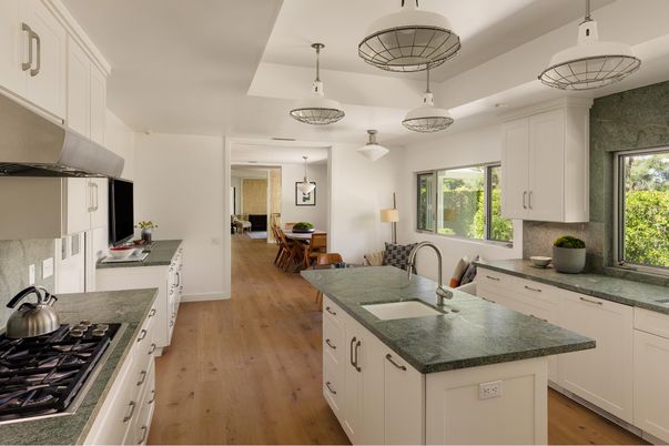 Interior, Kitchen, Pendant Lights, Wood Texture Flooring