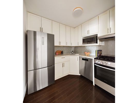 Interior, Kitchen, Stainless Steel Appliances, Wood Texture Flooring