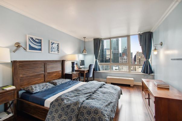 Bedroom, Interior, Pendant Lights, Wood Texture Flooring