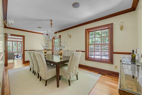 Chandelier, Dining room, Interior, Wood Texture Flooring