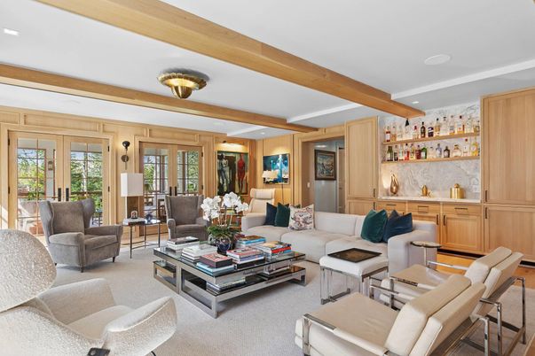 Interior, Living room, Recessed Lighting, Wooden Beams