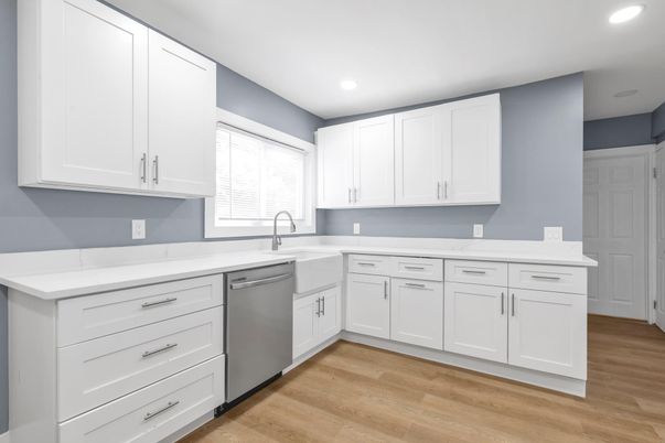 Interior, Kitchen, Recessed Lighting, Wood Texture Flooring