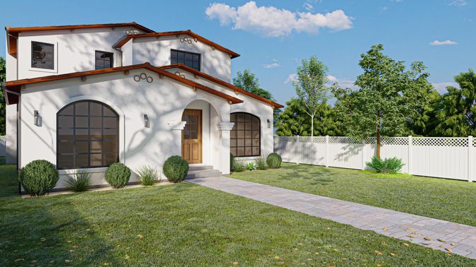Backyard, Exterior, Facade, Spanish Mediterranean