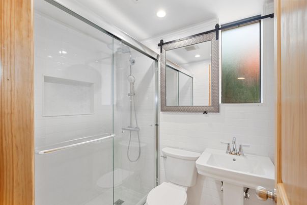Bathroom, Glass Shower, Interior, Recessed Lighting