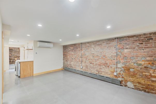 Empty room, Interior, Recessed Lighting, Stone Walls