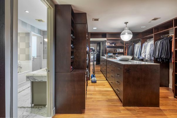 Interior, Marble, Recessed Lighting, Walk-in Closets, Wood Texture Flooring