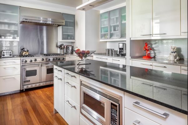 Interior, Kitchen, Stainless Steel Appliances, Wood Texture Flooring