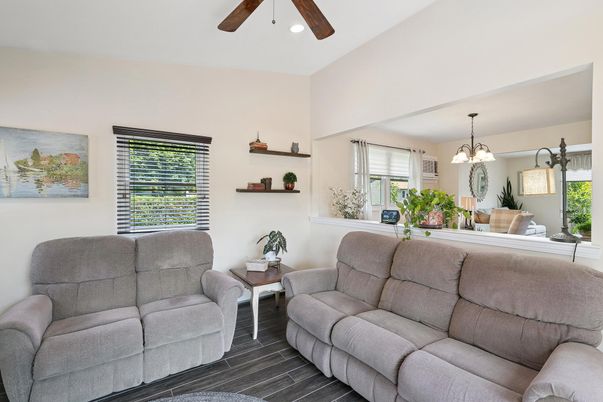 Interior, Living room, Pendant Lights, Recessed Lighting, Wood Texture Flooring