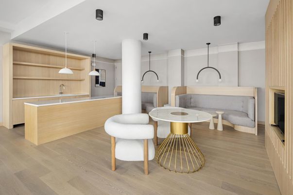 Interior, Pendant Lights, Wood Texture Flooring