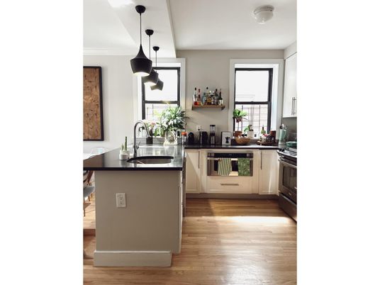 Interior, Kitchen, Pendant Lights, Wood Texture Flooring