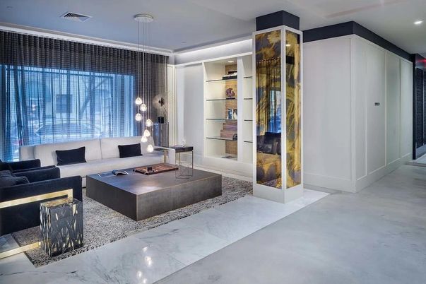 Interior, Living room, Marble, Pendant Lights, Recessed Lighting