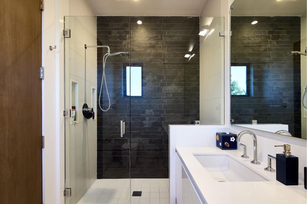 Bathroom, Dual Sink Vanities, Glass Shower, Interior, Recessed Lighting