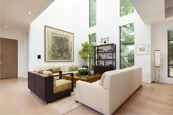 Interior, Living room, Recessed Lighting, Wood Texture Flooring