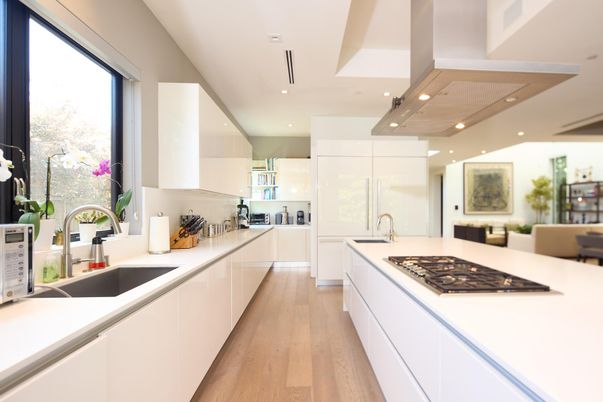 Interior, Kitchen, Recessed Lighting, Wood Texture Flooring