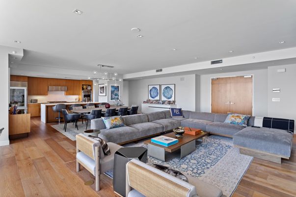 Dining room, Interior, Kitchen, Living room, Pendant Lights, Recessed Lighting, Wood Texture Flooring