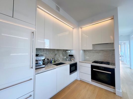 Interior, Kitchen, Stainless Steel Appliances, Wood Texture Flooring
